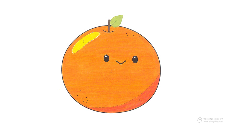 การระบายสีไม้ผลส้มสีส้มขั้นตอนที่ 3
