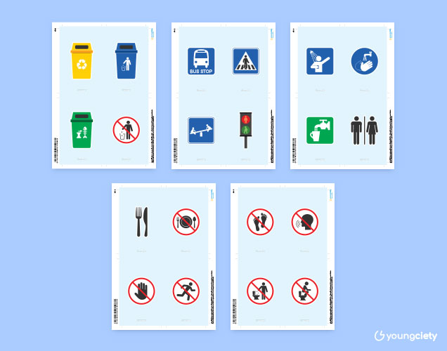 ตัวอย่าง Flash cards 20 ภาพสัญลักษณ์ที่เด็กควรรู้ แบบที่ 1