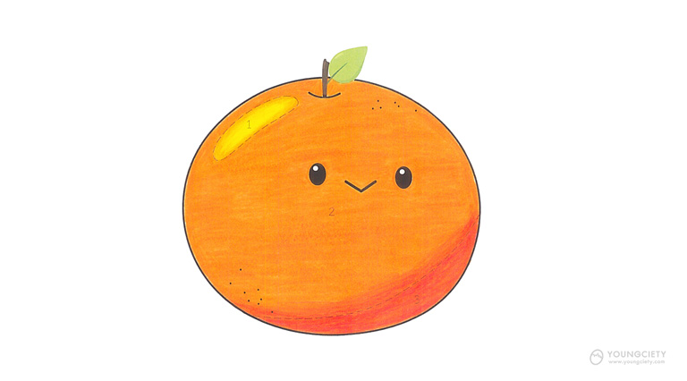 การระบายสีไม้ผลส้มสีส้มขั้นตอนที่ 4