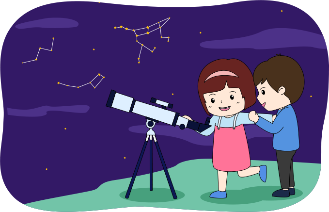 เด็ก ๆ สนุกสนานกับการส่องกล้องดูดาว