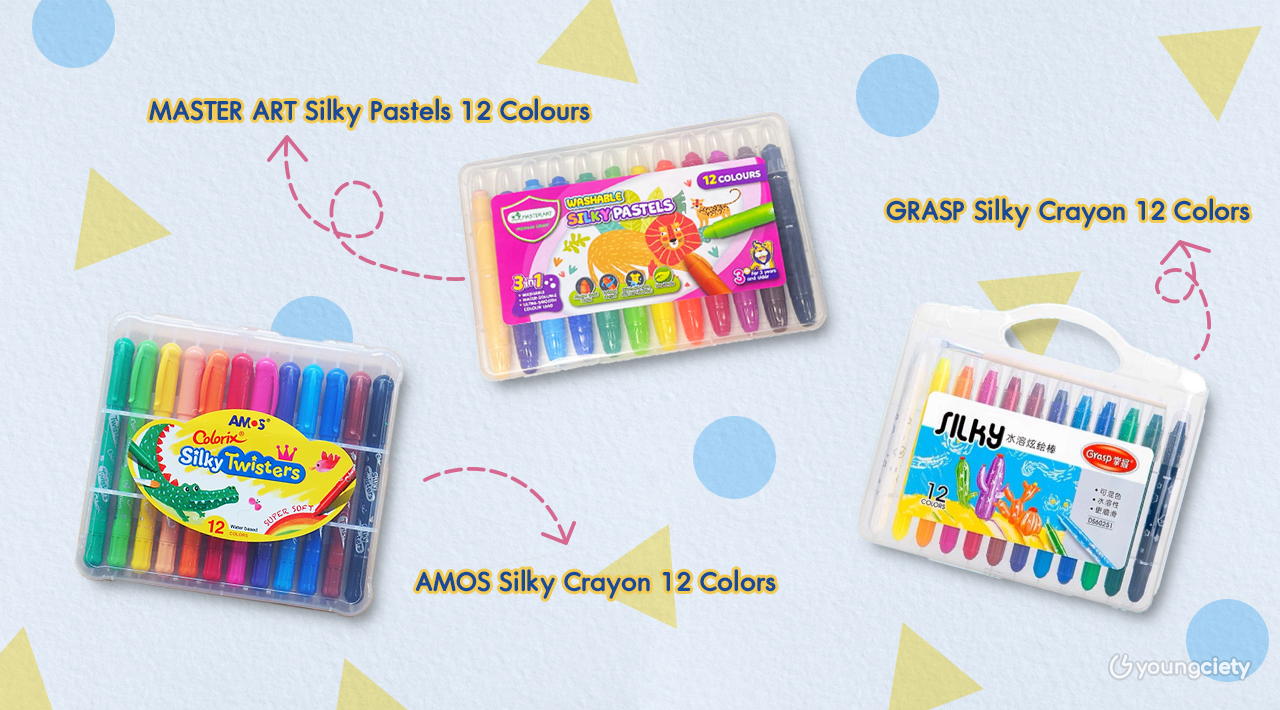 สีเทียนระบายน้ำ ยี่ห้อ Master Art, AMOS และ GRASP แบบ 12 สี