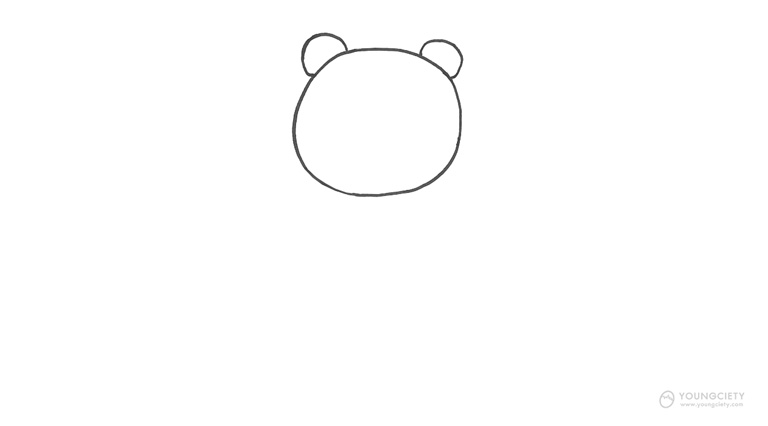 วาดเส้นโค้งบนวงกลมเพื่อเป็นหูของหมี 2 ข้างของผีเสื้อ