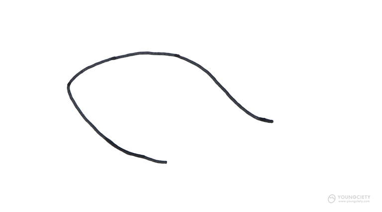 วาดเส้นโค้งหัวและตัวของปลาฉลาม