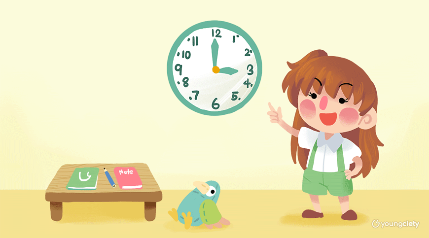 เด็กกำลังเรียนรู้เรื่องนาฬิกาและเวลา