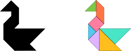 ต่อ Tangram เป็นรูปหงส์ ตามเงาที่กำหนดให้