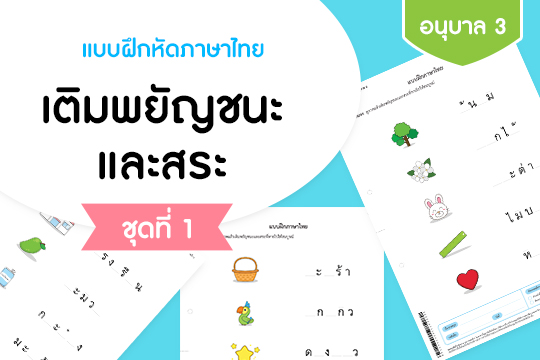 แบบฝึกหัดภาษาไทย เติมพยัญชนะและสระ ชุดที่ 1