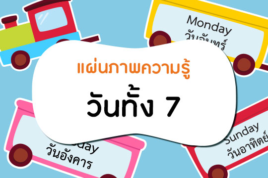 แผ่นภาพความรู้เรื่อง วันทั้ง 7 (จำนวน 9 ใบ)