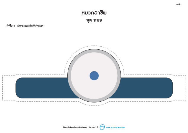 ตัวอย่าง Pattern หมวกอาชีพ ชุด หมอ (ลายเส้น-ภาพสี)