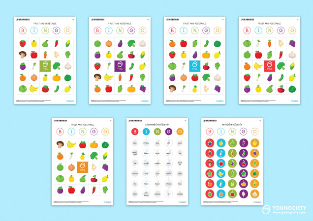 ตัวอย่าง เกมบิงโก ชุด Fruit and Vegetable