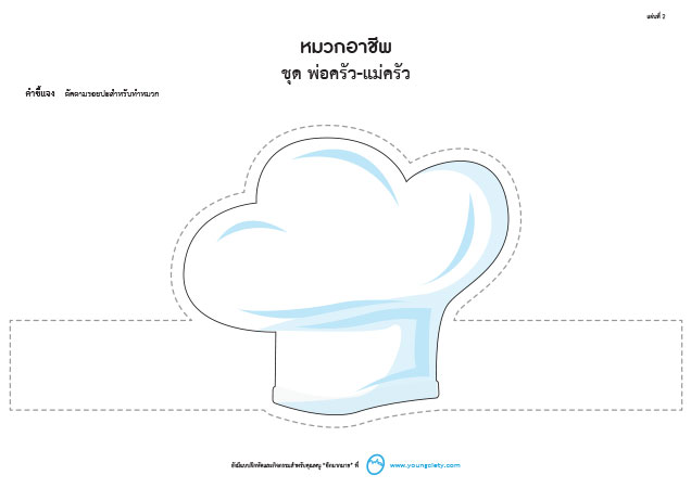 ตัวอย่าง Pattern หมวกอาชีพ ชุด พ่อครัว-แม่ครัว (ลายเส้น-ภาพสี)