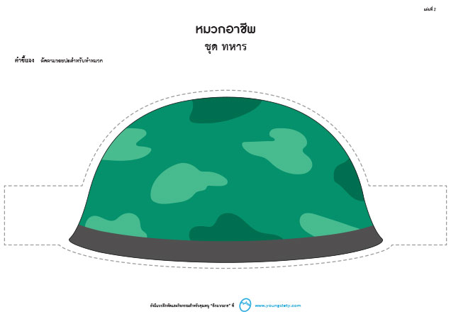 ตัวอย่าง Pattern หมวกอาชีพ ชุด ทหาร (ลายเส้น-ภาพสี)